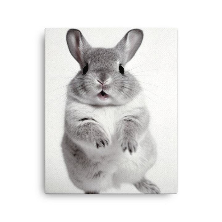 Chinchilla Bunny Enjoying a Playful Hop Canvas - PosterfyAI.com