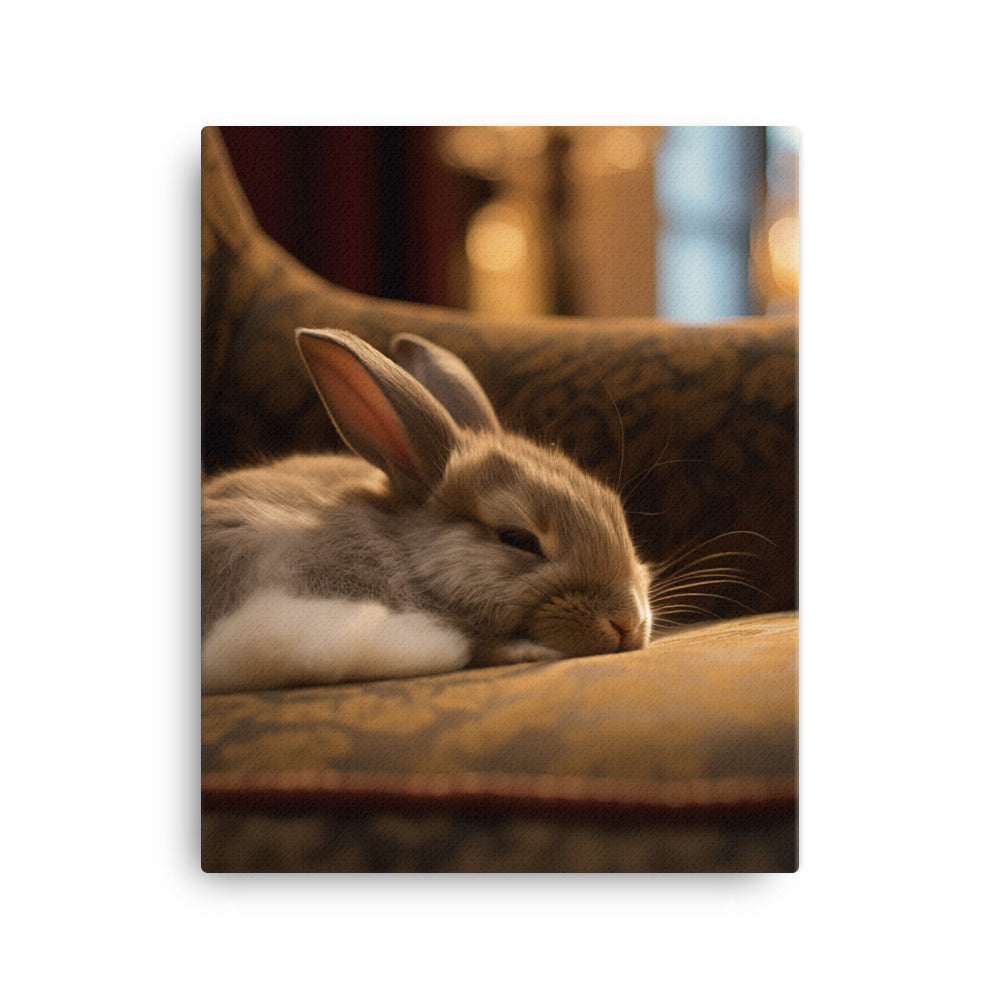 Britannia Petite Bunny in a Cozy Setting Canvas - PosterfyAI.com