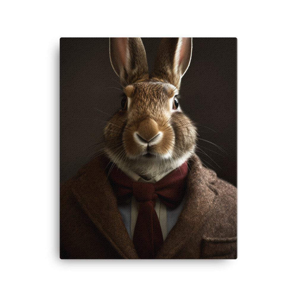 Belgian Hare with a Fashionable Pose Canvas - PosterfyAI.com