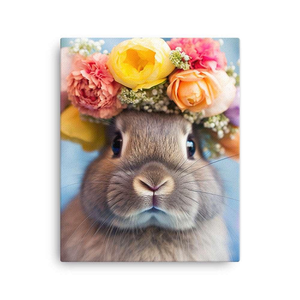 American Bunny with a Crown Canvas - PosterfyAI.com