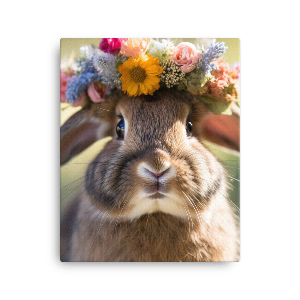 American Bunny with a Crown Canvas - PosterfyAI.com