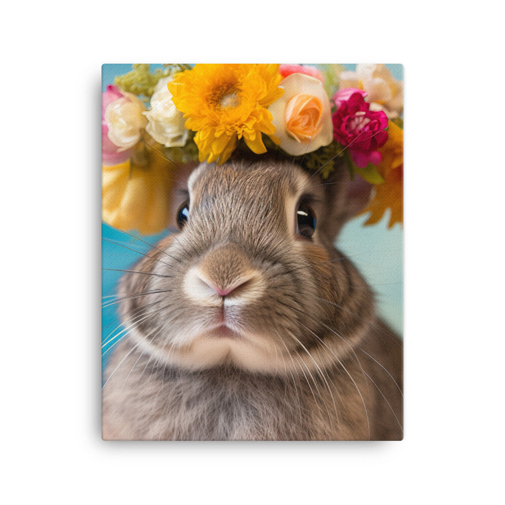 American Bunny with a Crown Canvas - PosterfyAI.com