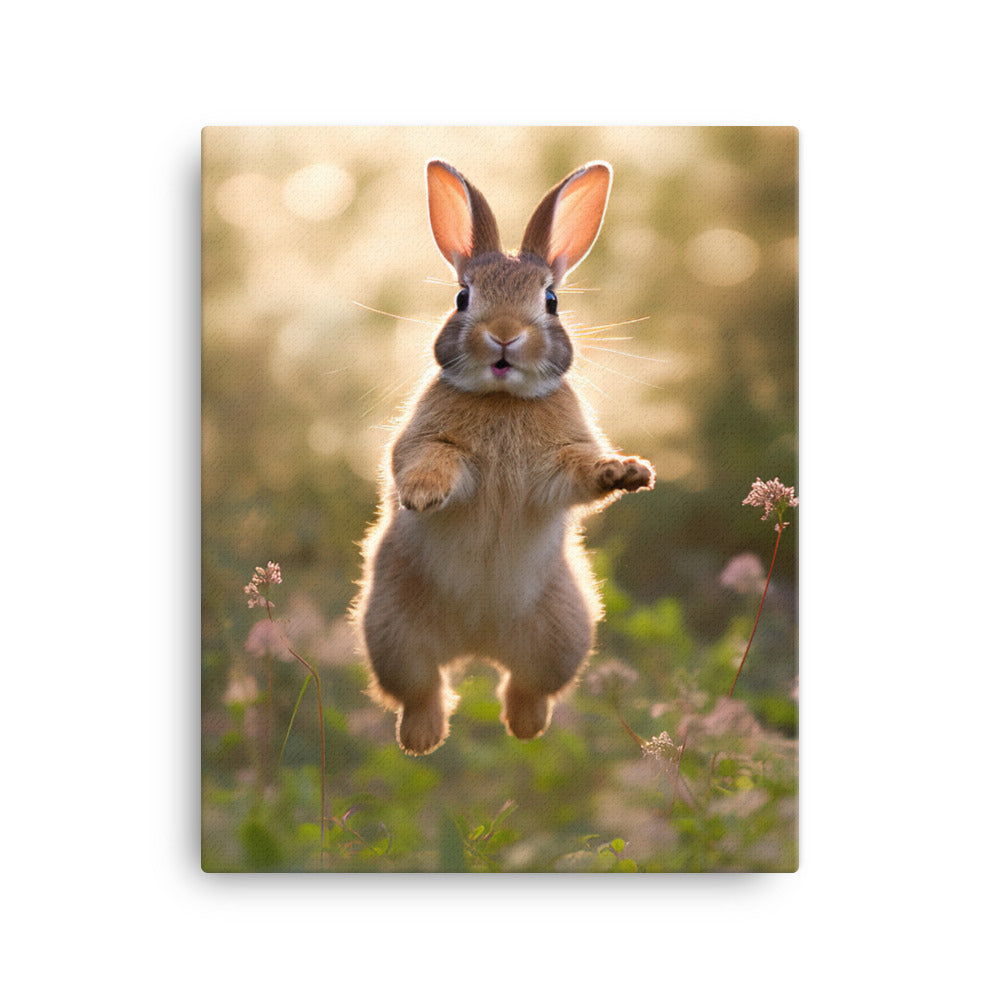 American Bunny Enjoying a Playful Hop Canvas - PosterfyAI.com