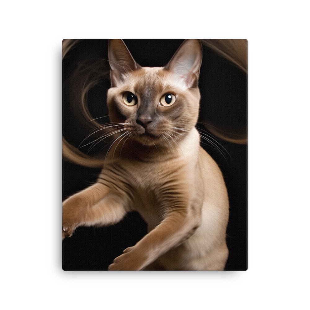 Tonkinese Cat in Action Canvas - PosterfyAI.com