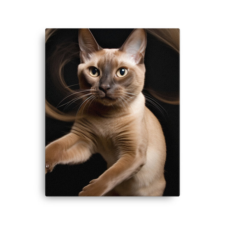 Tonkinese Cat in Action Canvas - PosterfyAI.com