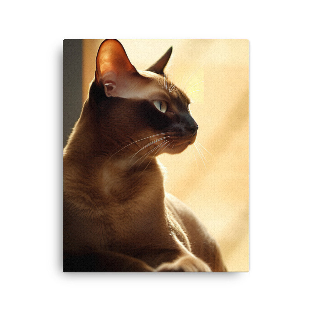 Tranquil Moments of Burmese Cat Canvas - PosterfyAI.com