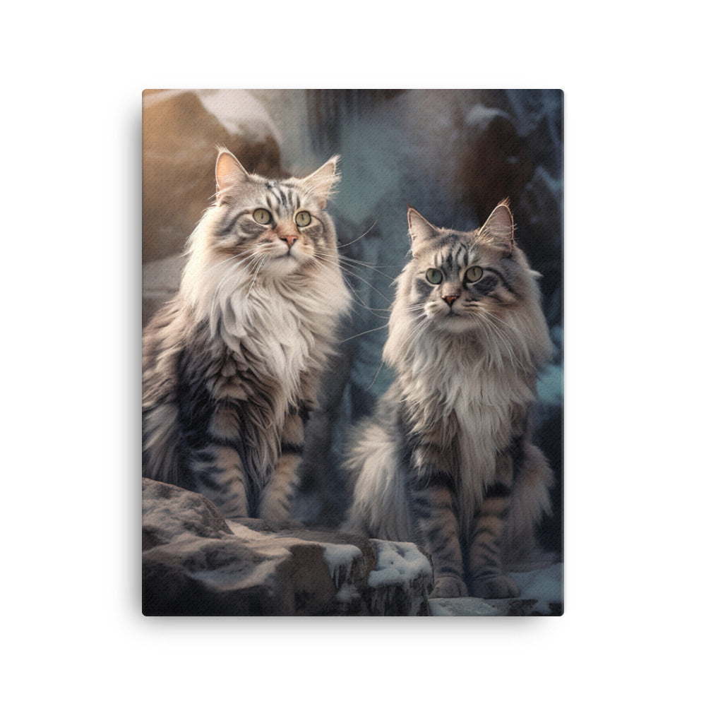 Norwegian Forest Cats Canvas - PosterfyAI.com