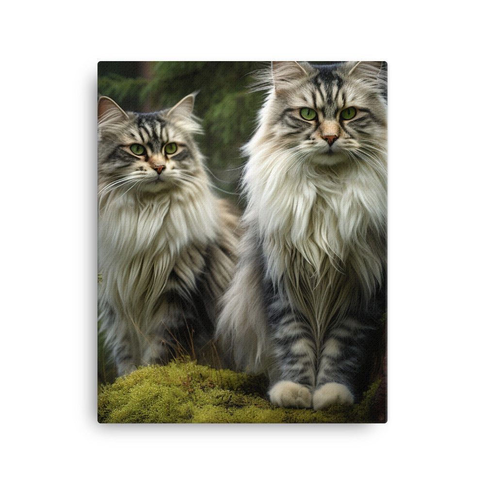 Norwegian Forest Cats Canvas - PosterfyAI.com