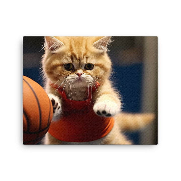 Exotic Shorthair BasketBall Player Canvas - PosterfyAI.com