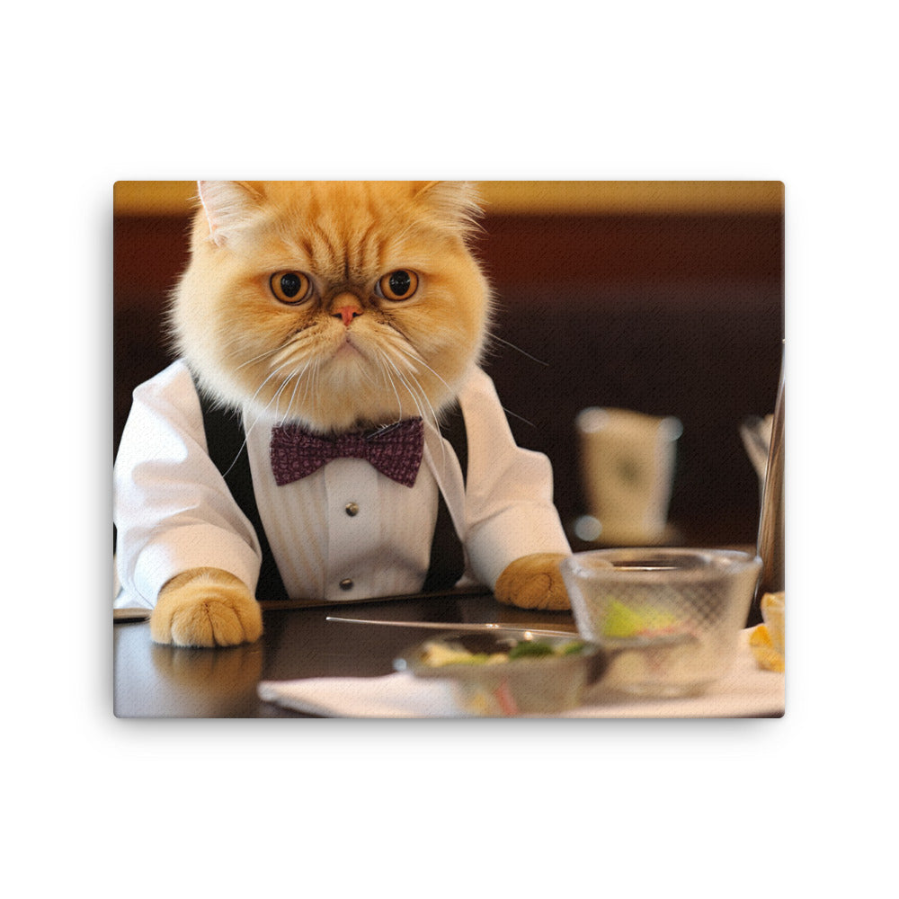 Exotic Shorthair Hotel Staff Canvas - PosterfyAI.com