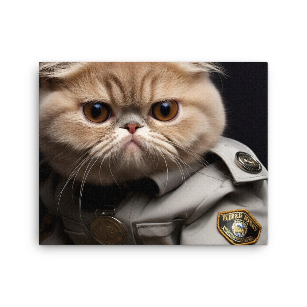 Exotic Shorthair Security Officer Canvas - PosterfyAI.com