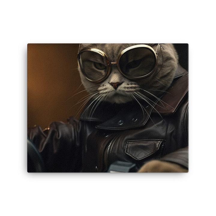 British Shorthair Superbike Athlete Canvas - PosterfyAI.com