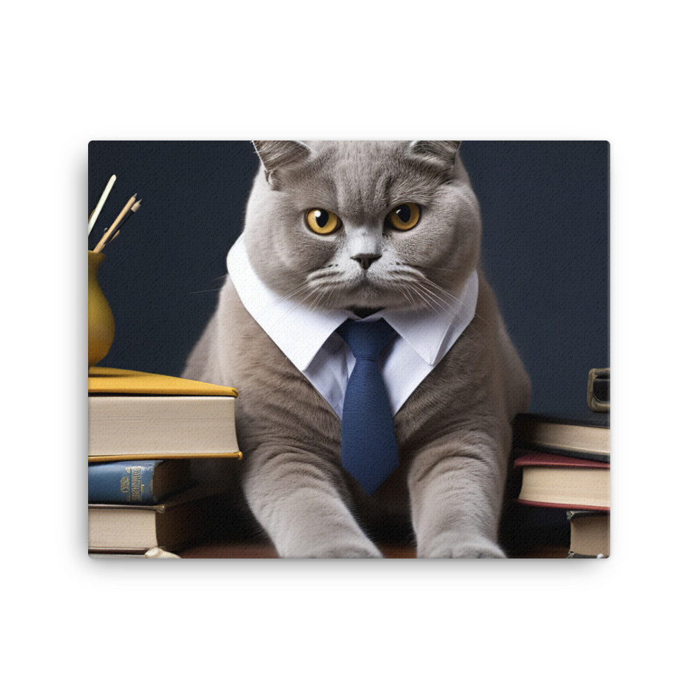 British Shorthair Student Canvas - PosterfyAI.com