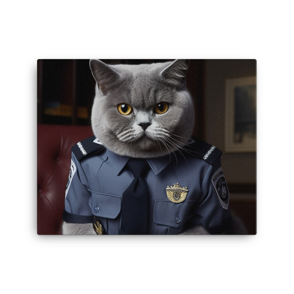 British Shorthair Security Officer Canvas - PosterfyAI.com