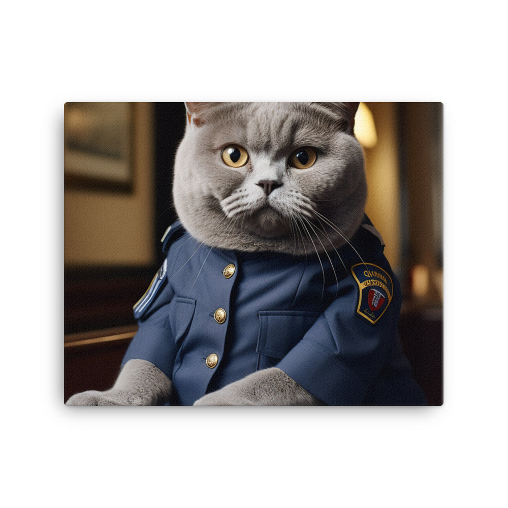 British Shorthair Security Officer Canvas - PosterfyAI.com