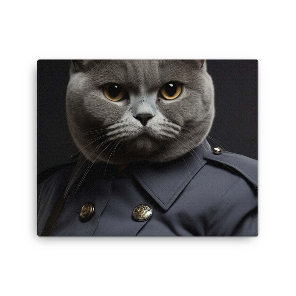 British Shorthair Security Officer Canvas - PosterfyAI.com