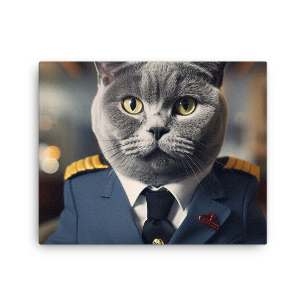 British Shorthair Pilot Canvas - PosterfyAI.com
