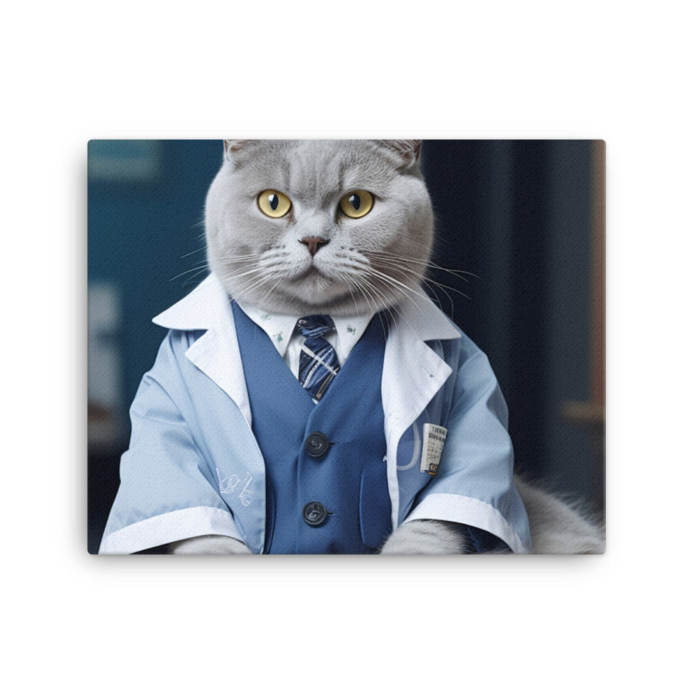 British Shorthair Pharmacist Canvas - PosterfyAI.com