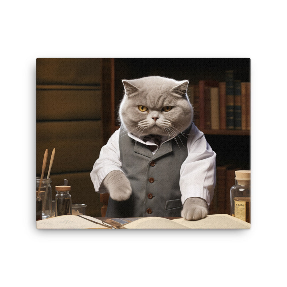 British Shorthair Pharmacist Canvas - PosterfyAI.com