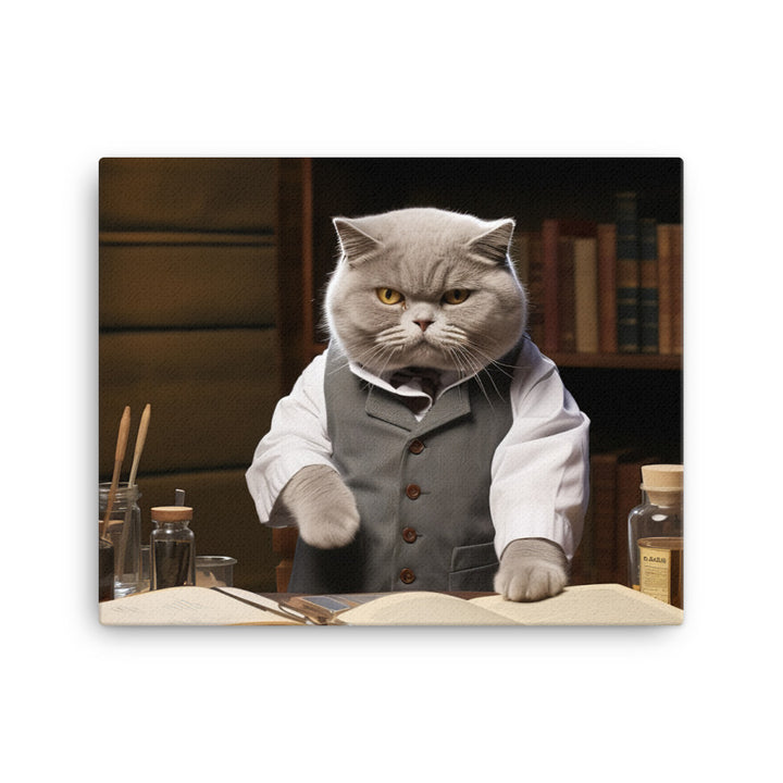 British Shorthair Pharmacist Canvas - PosterfyAI.com