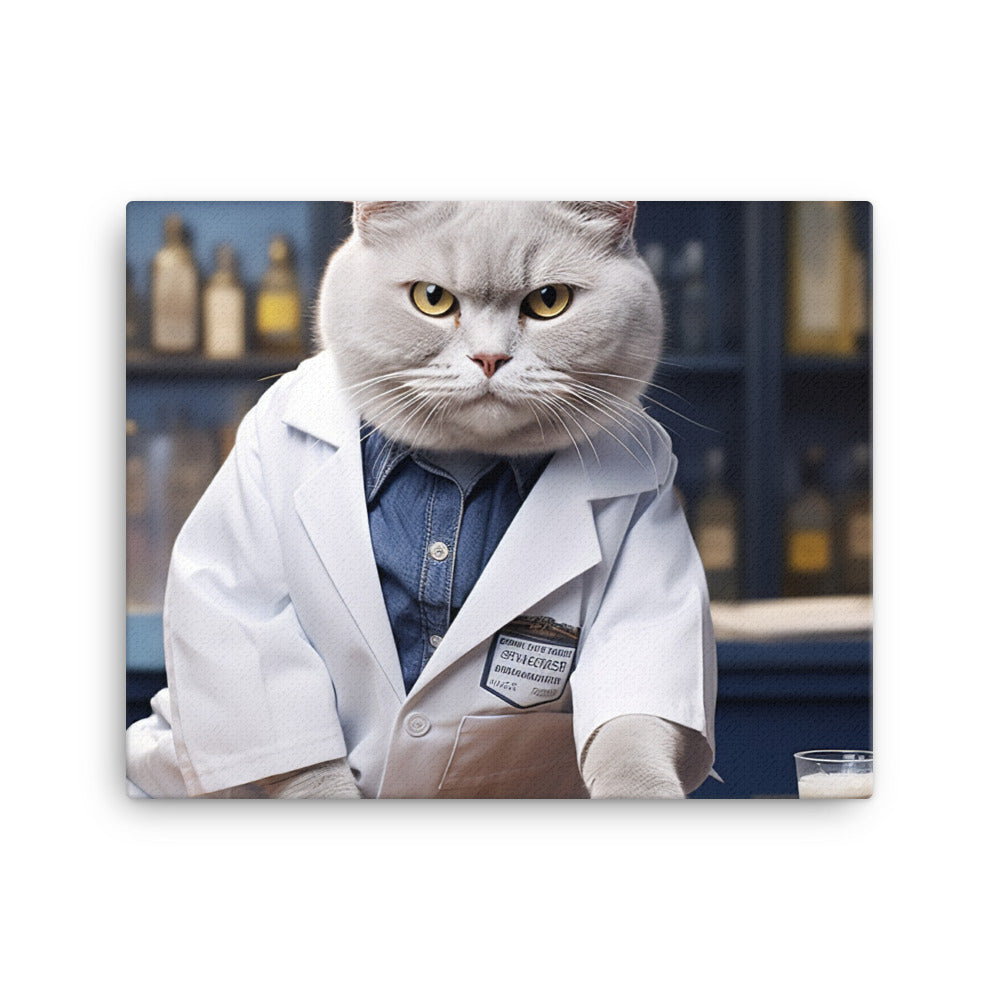 British Shorthair Pharmacist Canvas - PosterfyAI.com