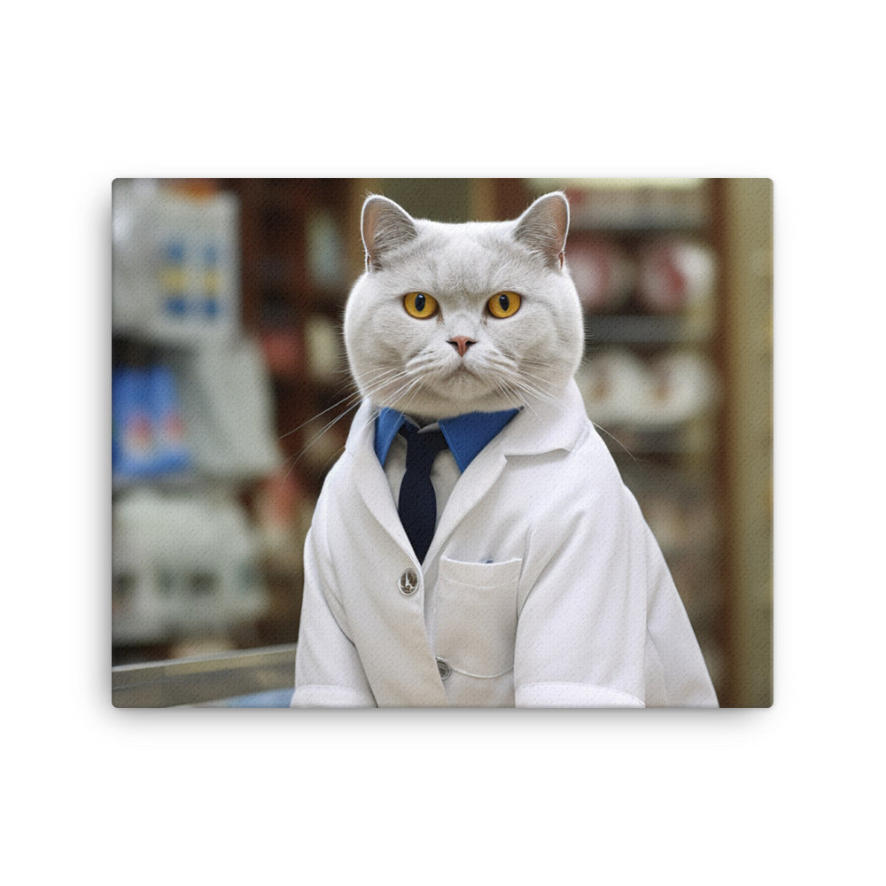 British Shorthair Pharmacist Canvas - PosterfyAI.com