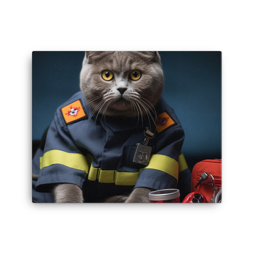 British Shorthair Paramedic Canvas - PosterfyAI.com