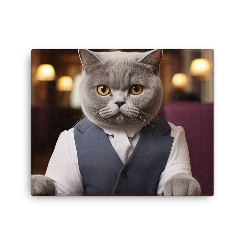 British Shorthair Hotel Staff Canvas - PosterfyAI.com