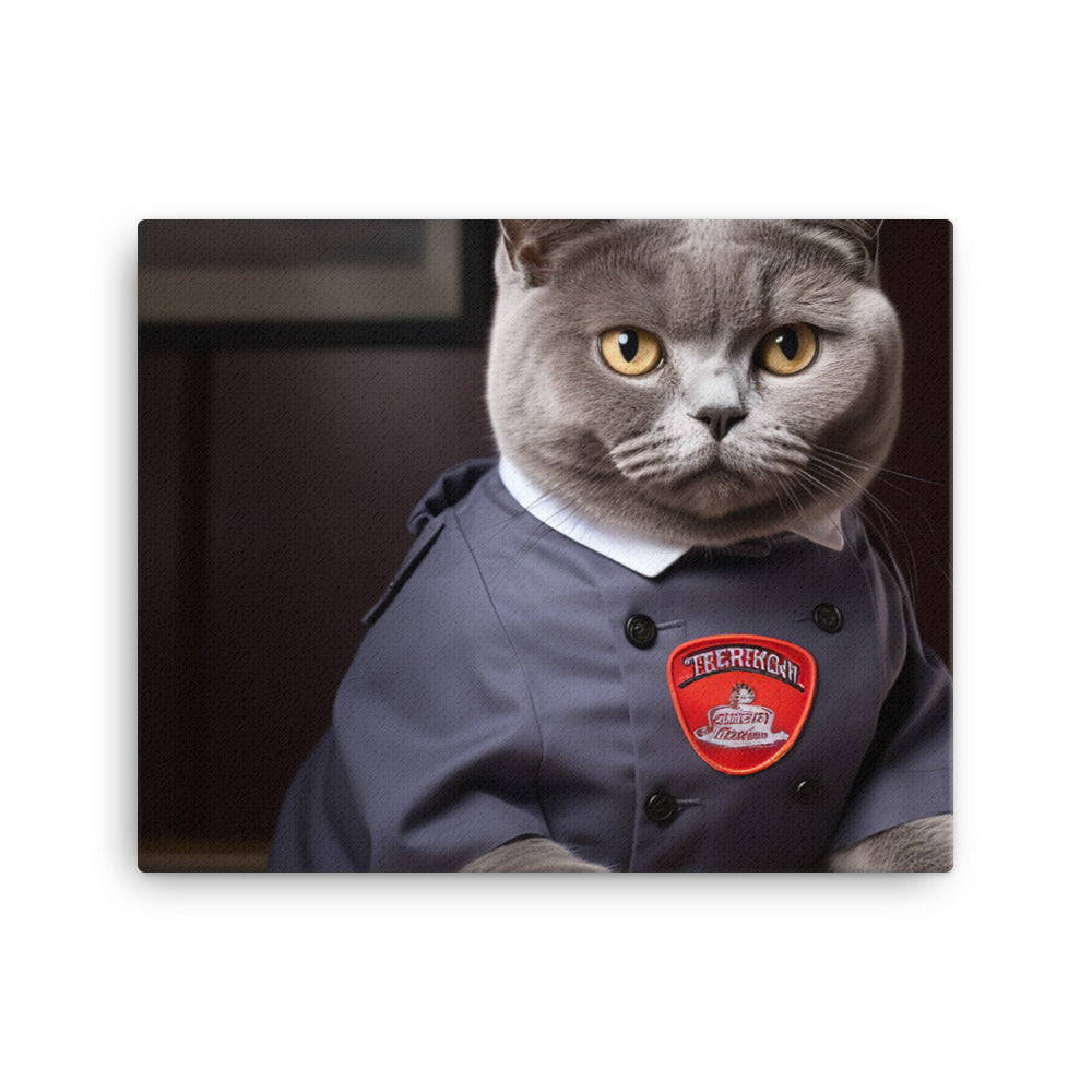 British Shorthair Fast Food Crew Canvas - PosterfyAI.com