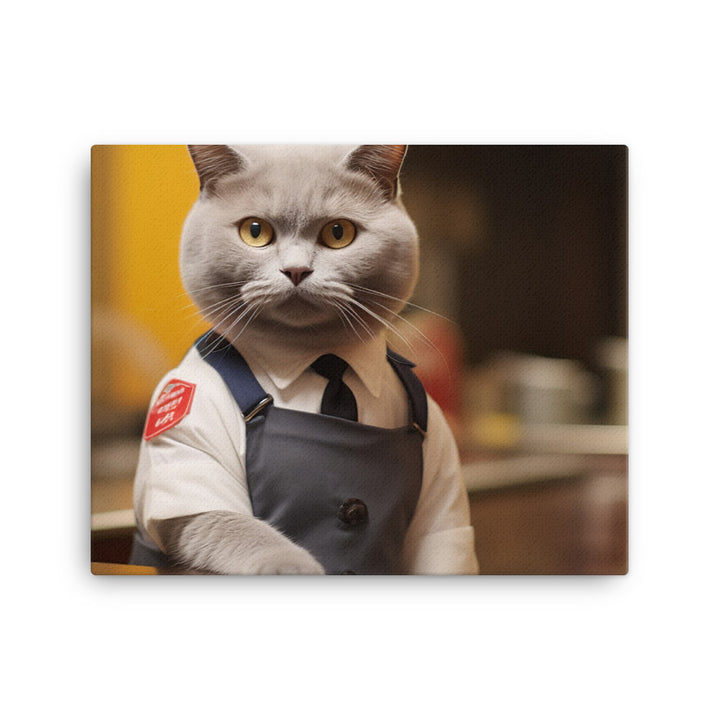 British Shorthair Fast Food Crew Canvas - PosterfyAI.com