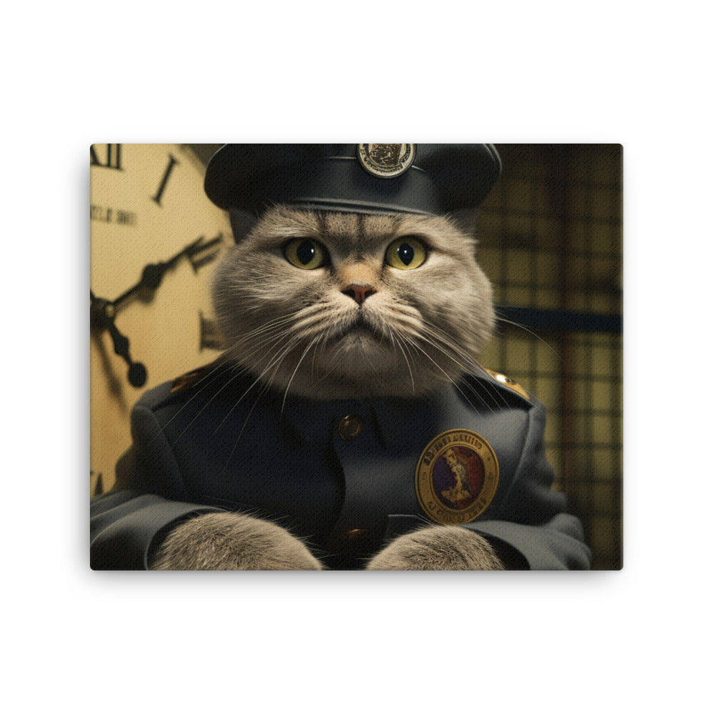 Scottish Fold Prison Officer Canvas - PosterfyAI.com