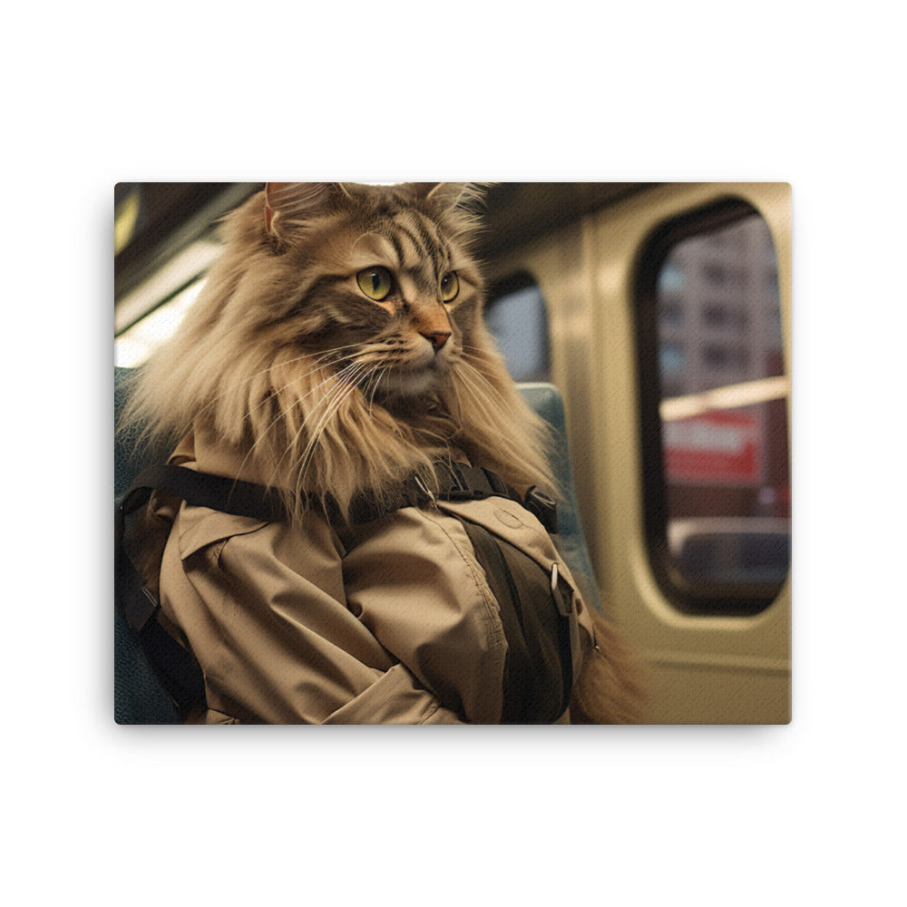 Maine Coon Transit Operator Canvas - PosterfyAI.com