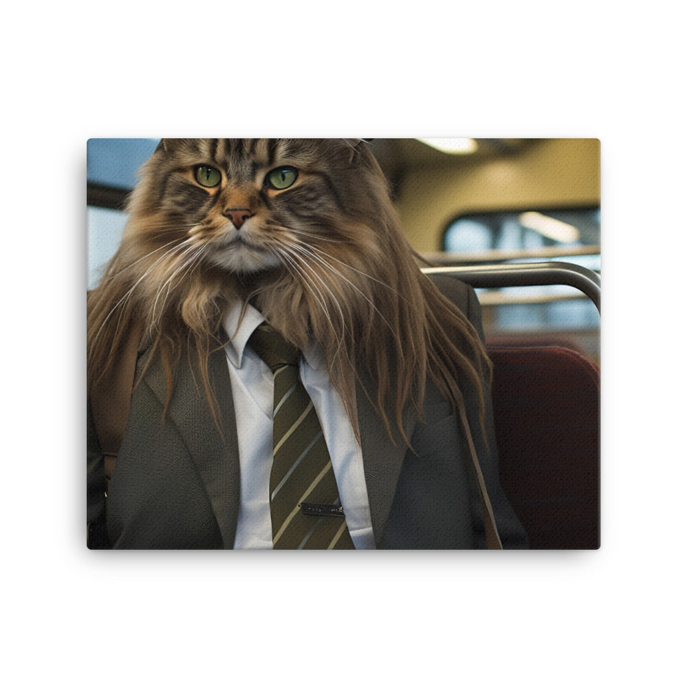 Maine Coon Transit Operator Canvas - PosterfyAI.com