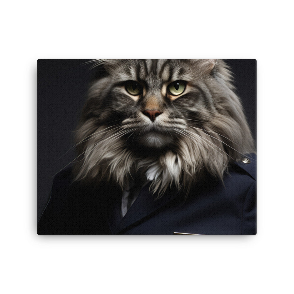Maine Coon Security Officer Canvas - PosterfyAI.com