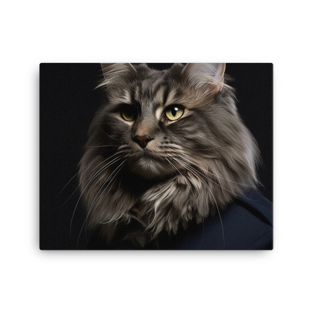 Maine Coon Security Officer Canvas - PosterfyAI.com