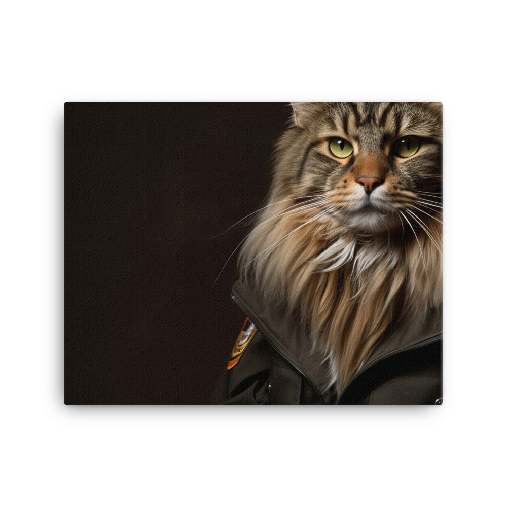 Maine Coon Security Officer Canvas - PosterfyAI.com