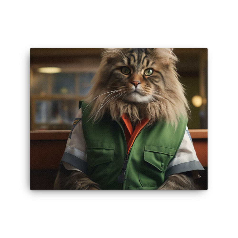 Maine Coon Janitor Canvas - PosterfyAI.com