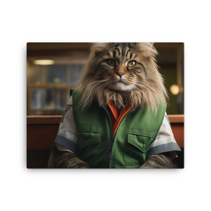 Maine Coon Janitor Canvas - PosterfyAI.com