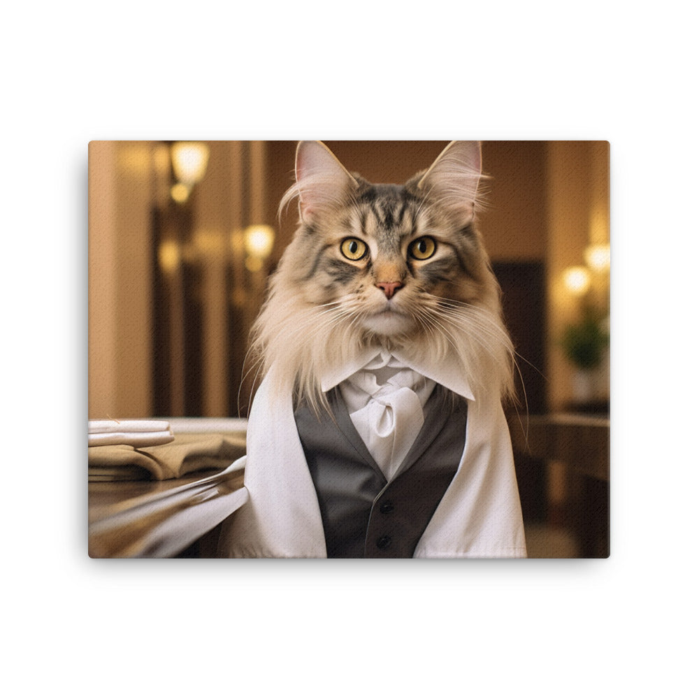 Maine Coon Hotel Staff Canvas - PosterfyAI.com