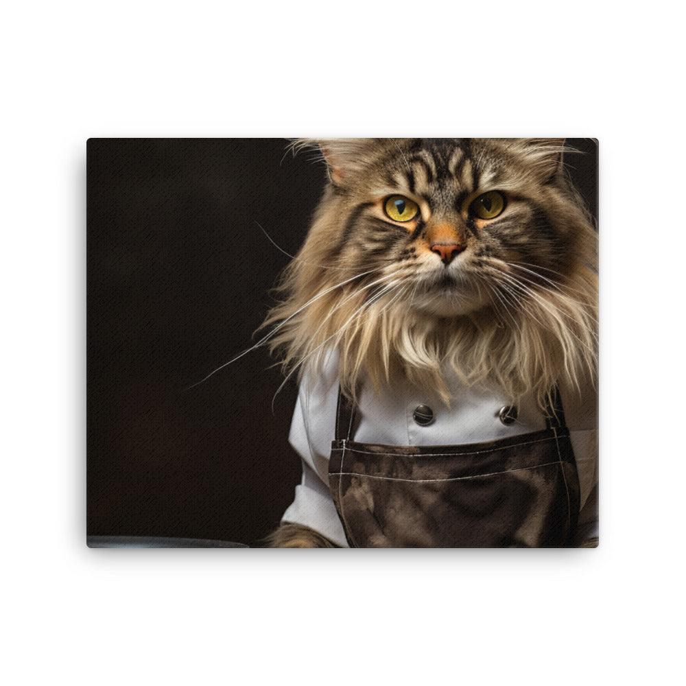 Maine Coon Chef Canvas - PosterfyAI.com