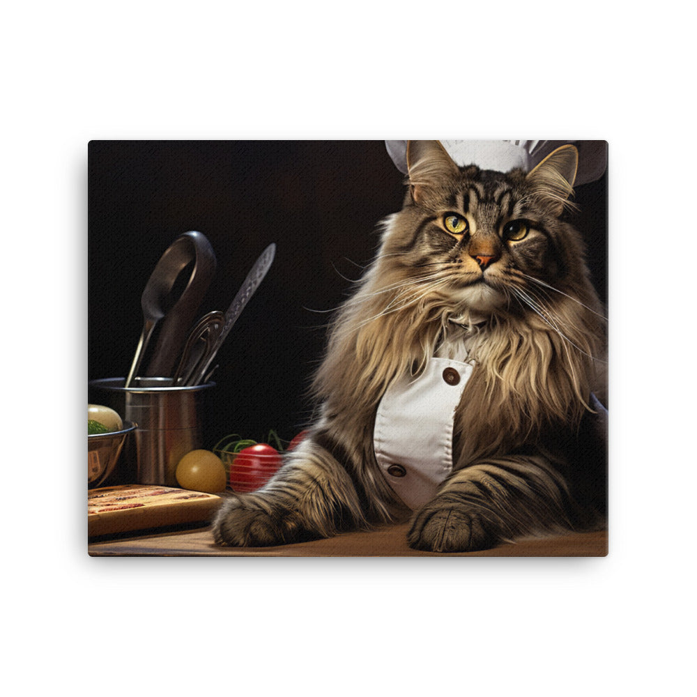Maine Coon Chef Canvas - PosterfyAI.com