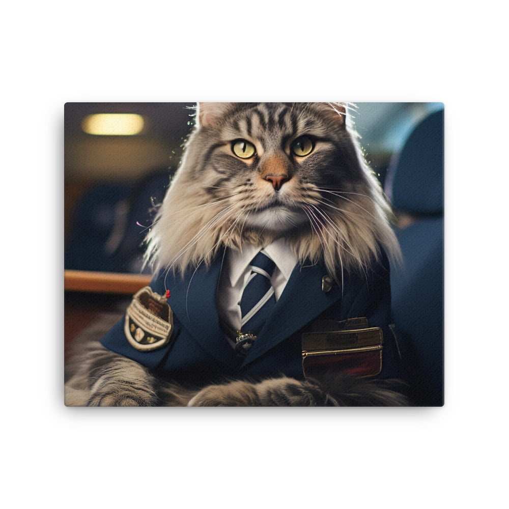 Maine Coon Pilot Canvas - PosterfyAI.com