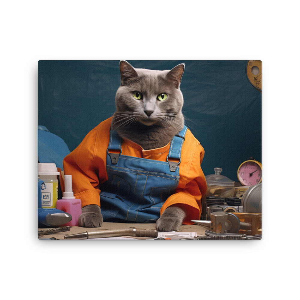 Russian Blue Contractor Canvas - PosterfyAI.com