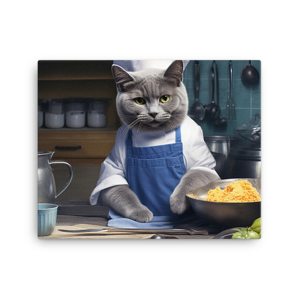 Russian Blue Chef Canvas - PosterfyAI.com