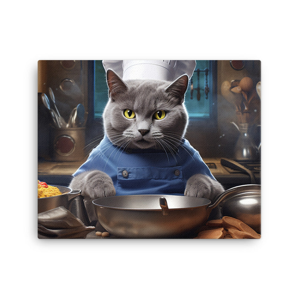 Russian Blue Chef Canvas - PosterfyAI.com