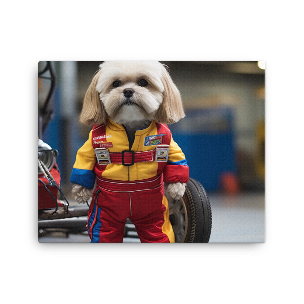 Lhasa Apso Motorsport Athlete Canvas - PosterfyAI.com