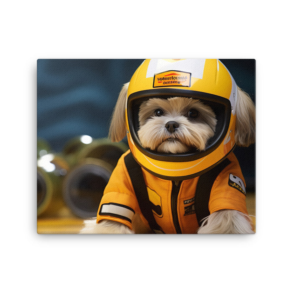 Lhasa Apso Motorsport Athlete Canvas - PosterfyAI.com