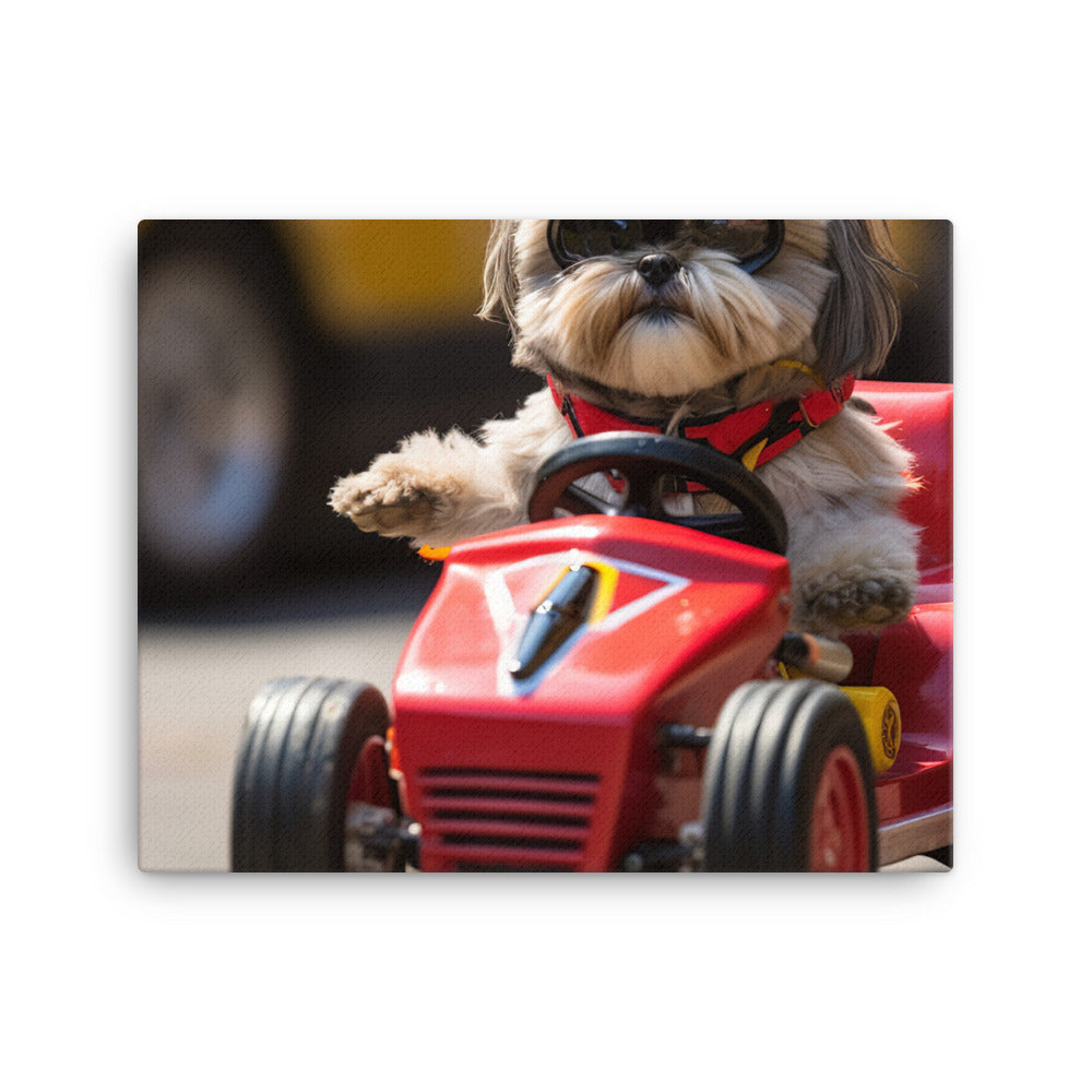 Lhasa Apso Motorsport Athlete Canvas - PosterfyAI.com