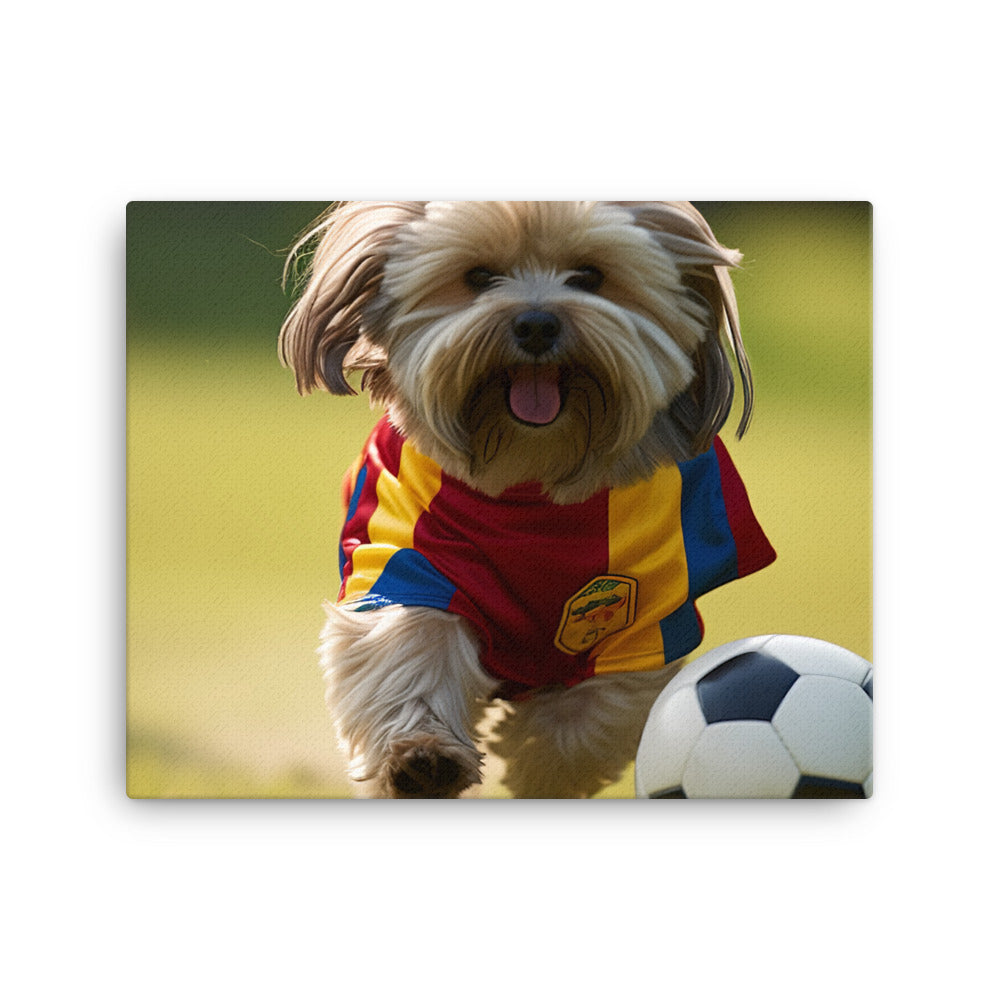 Lhasa Apso Football Player Canvas - PosterfyAI.com