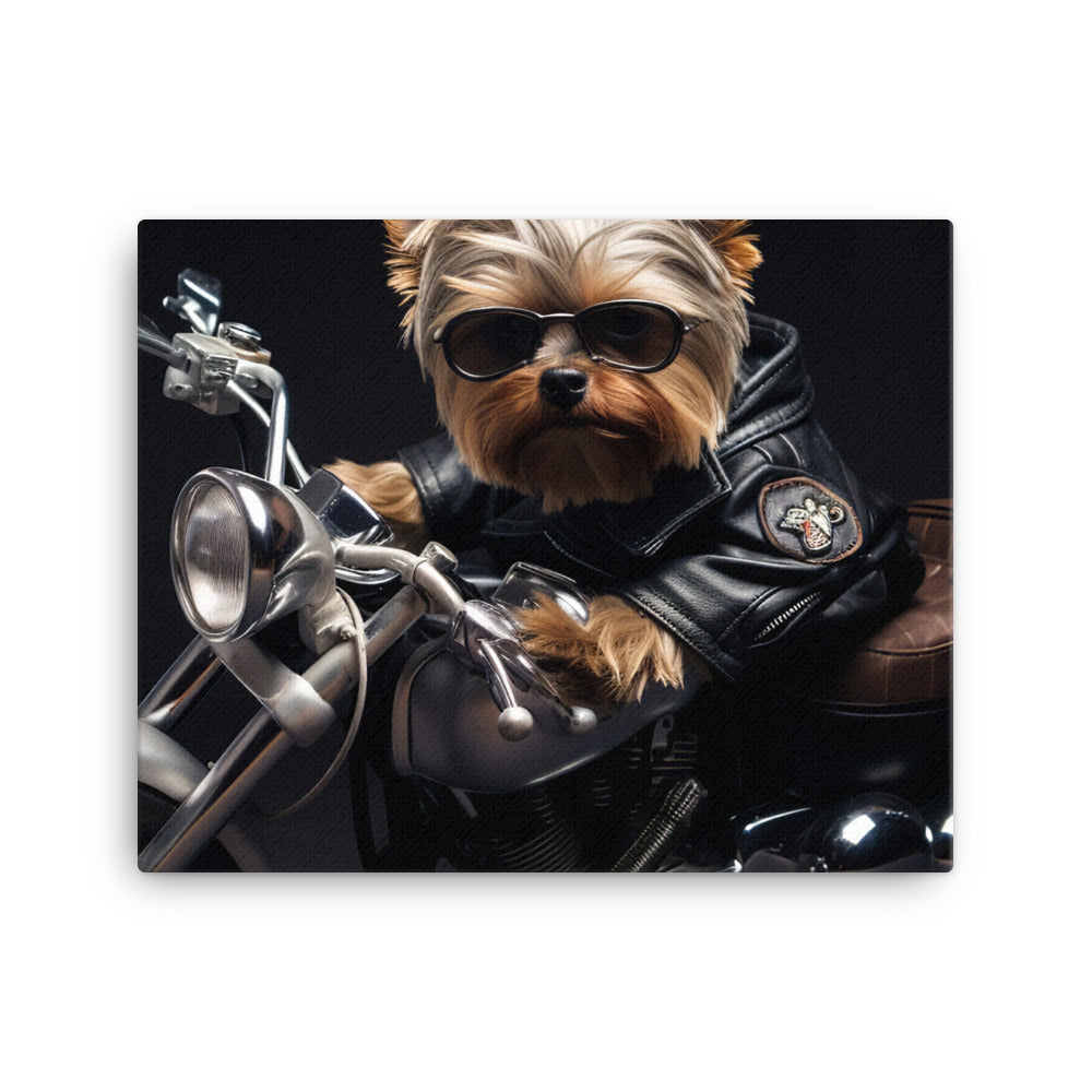 Yorkshire Terrier Superbike Athlete Canvas - PosterfyAI.com